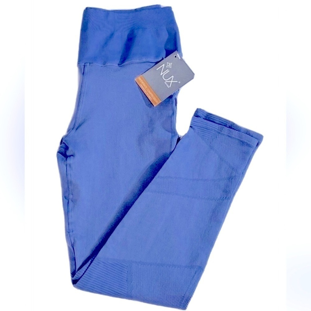 NWT NUX One by One High Rise 7/8 Moderate Compression Leggings Blue Size Large